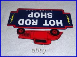 Vintage Hot Rod Shop Auto Parts Lightning 1950 12 Metal Car Gasoline & Oil Sign
