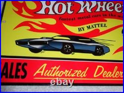 Vintage Hot Wheels Mattel Authorized Dealer 12 Metal Die-cast Car Gas Oil Sign