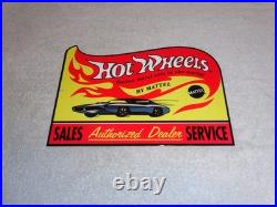 Vintage Hot Wheels Mattel Authorized Dealer 12 Metal Die-cast Car Gas Oil Sign