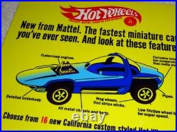Vintage Hot Wheels Mattel California Custom 12 Metal Die-cast Car Gas Oil Sign