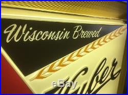 Vintage Huber Beer Lighted Sign Metal Framed Monroe, WI Wisconsin RARE NM Hamms