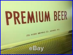 Vintage Huber Beer Lighted Sign Metal Framed Monroe, WI Wisconsin RARE NM Hamms