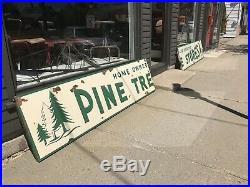 Vintage Huge Porcelain Enemal Metal Sign Unique Pine Tree Stores