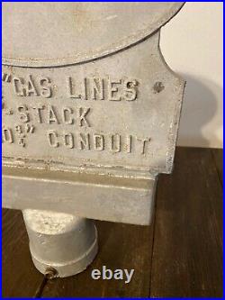 Vintage Humble Oil Texas Gasoline Gas Pipeline Cast Metal Sign Marker