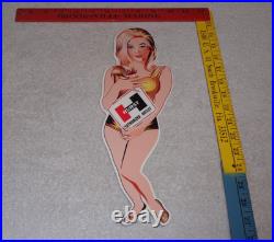 Vintage Hurst Authorized Parts Outlet Blonde Woman 14 Metal Gasoline & Oil Sign