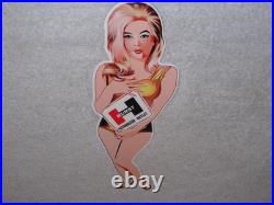 Vintage Hurst Authorized Parts Outlet Blonde Woman 14 Metal Gasoline & Oil Sign