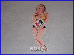Vintage Hurst Authorized Parts Outlet Blonde Woman 14 Metal Gasoline & Oil Sign