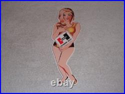 Vintage Hurst Authorized Parts Outlet Blonde Woman 14 Metal Gasoline Oil Sign