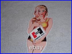 Vintage Hurst Authorized Parts Outlet Blonde Woman 14 Metal Gasoline Oil Sign