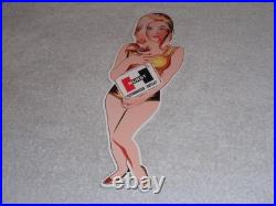 Vintage Hurst Authorized Parts Outlet Blonde Woman 14 Metal Gasoline Oil Sign