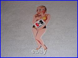 Vintage Hurst Authorized Parts Outlet Blonde Woman 14 Metal Gasoline & Oil Sign