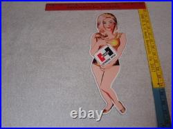 Vintage Hurst Authorized Parts Outlet Blonde Woman 14 Metal Gasoline Oil Sign