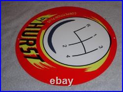 Vintage Hurst Competition Plus 4 & 5 Speed Shifter 12 Metal Gasoline & Oil Sign