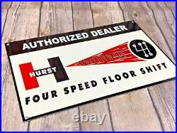 Vintage Hurst Floor Shifter Metal Advertising Dealer Sign Competition Gas Oil