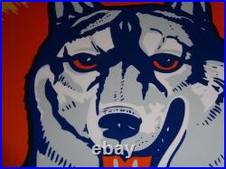Vintage Husky Gasoline +dog 11 3/4 Porcelain Metal Service Station Gas Oil Sign