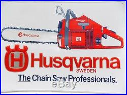 Vintage Husqvarna Chain Saw Embossed Large 28 X 20 Metal Sign Logger Timber