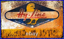 Vintage Hy Line Chick Farm Seed Corn Feed metal sign chicken Graphics 2 sided