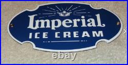 Vintage Imperial Ice Cream +crown 8 Porcelain Metal Dairy Red Gasoline Oil Sign Vintage Imperial Ice Cream +crown 8 Porcelain Metal Dairy Red Gasoline Oil Sign