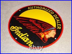 Vintage Indian Motorcycle Authorized Dealer 1' Porcelain Metal Gasoline Oil Sign
