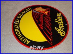 Vintage Indian Motorcycle Authorized Dealer 1' Porcelain Metal Gasoline Oil Sign