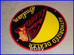 Vintage Indian Motorcycle Authorized Dealer 1' Porcelain Metal Gasoline Oil Sign