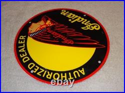 Vintage Indian Motorcycle Authorized Dealer 1' Porcelain Metal Gasoline Oil Sign