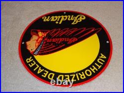 Vintage Indian Motorcycle Authorized Dealer 1' Porcelain Metal Gasoline Oil Sign