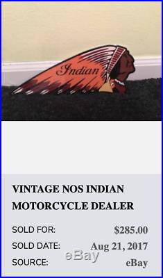 Vintage Indian Motorcycle Company Die-cut Chief 12 Metal Gasoline & Oil Sign