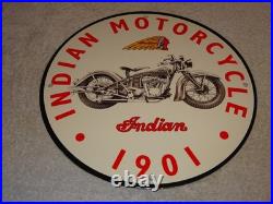 Vintage Indian Motorcycle Dealer 1901! 11 3/4 Porcelain Metal Gasoline Oil Sign