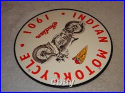 Vintage Indian Motorcycle Dealer 1901! 11 3/4 Porcelain Metal Gasoline Oil Sign