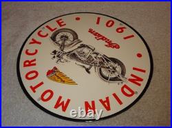Vintage Indian Motorcycle Dealer 1901! 11 3/4 Porcelain Metal Gasoline Oil Sign