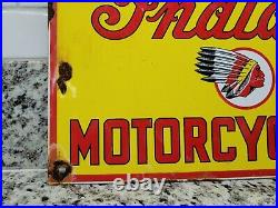 Vintage Indian Motorcycle Porcelain Sign Metal Dealer Service Sales Advertising