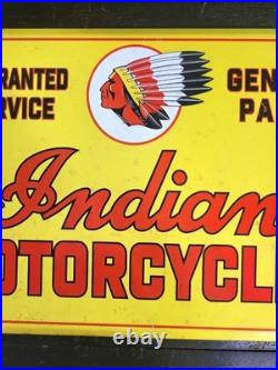 Vintage Indian Motorcycles Sign Toc Springfield Ma Painted Metal Harley Davidson