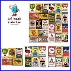 Vintage Inspired 24-Piece Tin Sign Collection Perfect for Man Caves & Offices