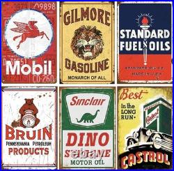 Vintage Inspired 24-Piece Tin Sign Collection Perfect for Man Caves & Offices