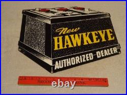 Vintage Iowa Hawkeye Auto Battery Car Truck Lg Batteries Metal Gasoline Oil Sign