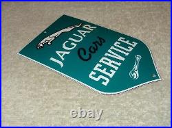 Vintage Jaguar Car Service 6 Porcelain Metal Sports Car Truck Gasoline Oil Sign