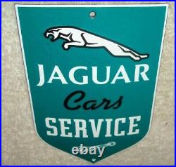 Vintage Jaguar Car Service 6 Porcelain Metal Sports Car Truck Gasoline Oil Sign