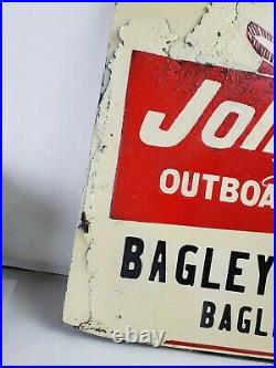 Vintage Johnson Sea-Horse Outboard Motors Metal Sign Bagley, Minn. (READ)