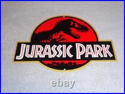 Vintage Jurassic Park Die-cut Dinosaur T-rex 12 Metal Movie 3 Gasoline Oil Sign