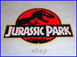 Vintage Jurassic Park Die-cut Dinosaur T-rex 12 Metal Movie 3 Gasoline Oil Sign