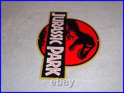 Vintage Jurassic Park Die-cut Dinosaur T-rex 12 Metal Movie 3 Gasoline Oil Sign