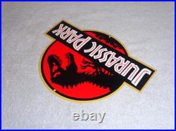 Vintage Jurassic Park Die-cut Dinosaur T-rex 12 Metal Movie 3 Gasoline Oil Sign