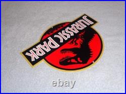 Vintage Jurassic Park Die-cut Dinosaur T-rex 12 Metal Movie 3 Gasoline Oil Sign