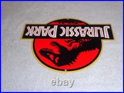 Vintage Jurassic Park Die-cut Dinosaur T-rex 12 Metal Movie 3 Gasoline Oil Sign