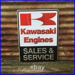 Vintage Kawasaki Sales Service Metal Sign Dealer Sign 18x24 Inch Engine Gas Oil