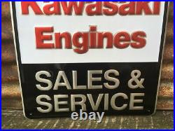 Vintage Kawasaki Sales Service Metal Sign Dealer Sign 18x24 Inch Engine Gas Oil