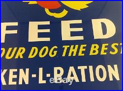 Vintage Ken-L Ration Dog Food Metal Advertising Sign. 518-W