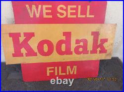 Vintage Kodak Double Sided Metal Sign We Sell Kodak Film. Measures 24 X 18