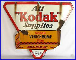 Vintage Kodak Verichrome Film Advertising Porcelain Metal Sign Double Side